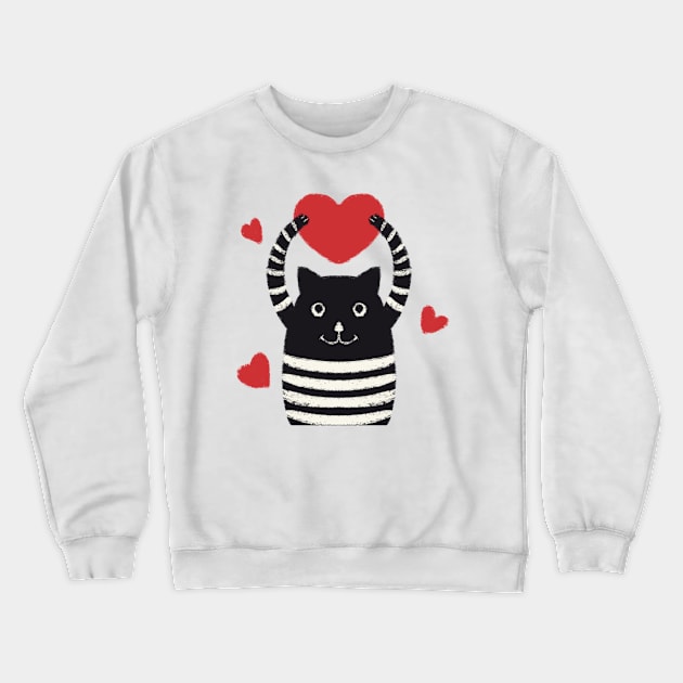 Cat holding heart Crewneck Sweatshirt by Nikki_Arts